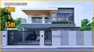 House Design  Modern House 2 Storey  12m x 15m with 5 Bedrooms [upl. by Moitoso871]