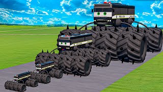 Big amp Small Long Bus Police Lightning McQueen Thorns vs Thomas Trains  BeamNGdrive [upl. by Straub]