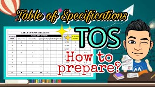 Table of Specifications TOS using Excel [upl. by Enimaj]