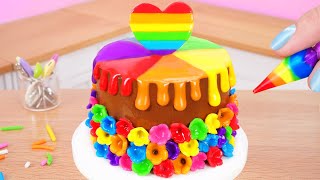 Beautiful Miniature Colorful Cake 🌈 Miniature Rainbow Chocolate Cake Decorating Ideas [upl. by Onitnas]