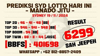 PREDIKSI SYDNEY HARI INI 19 NOVEMBER 2024  BOCORAN ANGKA MAIN SIDNEY  RUMUS KEPALA EKOR SDY [upl. by Oman]