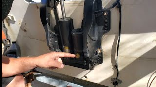 Outboard boat motor tilt amp trim problems fixed by filling with fluid and bleeding the system [upl. by Frulla394]