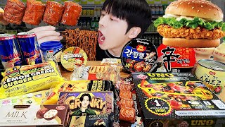 ASMR MUKBANG  편의점 직접 만든 불닭볶음면 짜파게티 김밥 디저트 먹방 amp 레시피 FIRE NOODLES HOTDOG EATING [upl. by Laban]