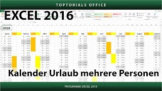 Kalender  Urlaub für mehrere Personen markieren  Download Excel [upl. by Polito589]