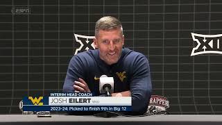 2023 Big12 Basketball Tip Off  West Virginia Mens Basketball Interim Head Coach Josh Eilert Press [upl. by Zorah]