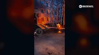 POV Several Molotov Cocktails Thrown at a Military Enlistment Office in Nizhnevartovsk Russia [upl. by Decato]