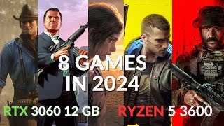 RTX 3060 12GB  RYZEN 5 3600  Ultra Graphics  8 Games Test in 2024 [upl. by Latisha]