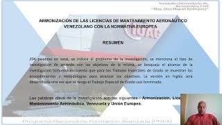 ARMONIZACIÓN DE LAS LICENCIAS DE MANTENIMIENTO AERONÁUTICO VENEZOLANO [upl. by Lewes]