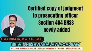 Certified copy of judgment to prosecuting officer Section 404 BNSS newly added civiljudge bnss [upl. by Ramsay]