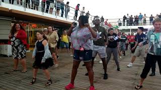 The Cupid SHUFFLE Line Dance Cruise ship Activities are awsome [upl. by Margarette253]