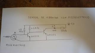 sensor de vibracion con piezoeléctrico y dos transistores [upl. by Giavani558]