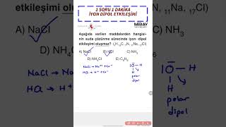 Kimya TYT 1 SORU 1 DAKİKA İyon Dipol Etkileşimleri [upl. by Edmund]