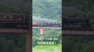 【4K縦動画】C58363 門鉄デフ！秩父鉄道・SLパレオ 荒川橋梁通過！ ChichibuRailway Steam locomotive Class C58 quotPALEO EXPRESSquot [upl. by Det784]