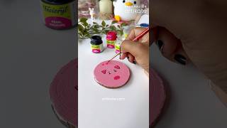 Painting on wooden slice using Fevicryl Acrylic Paint  Shop On Artikate shorts artikate painting [upl. by Ydennek]