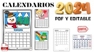 Calendario 2024 para imprimir gratis PDF Y EDITABLE [upl. by Sagerman146]