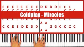 Miracles Coldplay Piano Tutorial Easy Chords [upl. by Aissej]