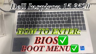 Dell Inspiron 15 3520 How To Enter Bios UEFI amp Boot Menu Options [upl. by Crowley935]