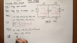 mesh analysis example problem solution easy steps [upl. by Trefler929]