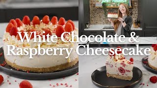 How to make a White Chocolate amp Raspberry Cheesecake  Jane’s Patisserie [upl. by Nytsyrk]