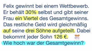 Kannst du den Gewinn berechnen Ein Rätsel mit Brüchen und Prozenten [upl. by Edas728]