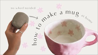 how to make a ceramic mug at home  no wheel needed✨ pottery tutorial for beginners [upl. by Marnia]