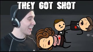 Charmx Reupload THEY GOT SHOT  Reacting to Origin Story  Cyanide amp Happiness Shorts [upl. by Einnaoj]