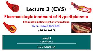 CVS  Lecture 3  Pharmacologic treatment of hyperlipidemia  Dr Elsayed Abdelhadi 2024 [upl. by Waldemar475]