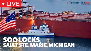 Soo Locks Sault Ste Marie Michigan USA  Streamtime LIVE [upl. by Skrap934]