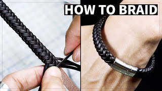 How to braid 8 strand bracelet using leather cords [upl. by Maggy]