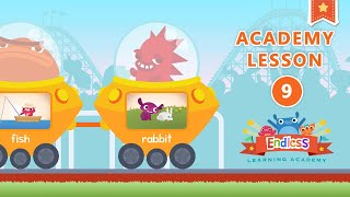 Endless Learning Academy  Lesson 9  BIRD DOG CAT FISH RABBIT  Originator Games [upl. by Anissa]