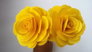 DIY Paper Rose How to Make Beautiful Yellow Rose With Colour Paper [upl. by Aryam]