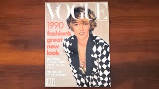 1990 January ASMR Magazine Flip Through Vogue w Tatjana Patitz Elaine Irwin Naomi Campbell [upl. by Ymas]