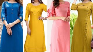 Stylish Plain Kurti Design  Latest Plain And Simple Kurti Designs [upl. by Carthy]