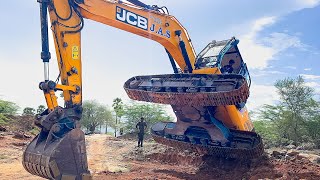 JCB JS205 Excavator Stunt and Washing Old Quarry Driver Helper Atrocities and Loading Truck [upl. by Fatsug257]