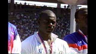 1988 Olympics 100m Victory Gold Medal and Anthem ceremony Ben Johnson Carl Lewis Linford Christie [upl. by Pollerd]