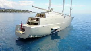 2 Yachts 1 Billion  Exclusive Close up of Sailing Yacht and Motor Yacht A  4k [upl. by Eilyw]