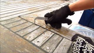 Teak Decking Systems Reefing Hook Caulk seam remover [upl. by Peursem]