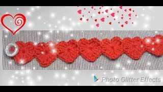 horgolt szíves karkötő kezdőknek  crochet bracelet with heart for beginners [upl. by Gregory690]