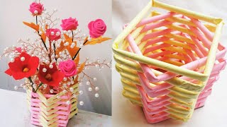 DIY Easy Paper Flower Vase  How To Make a Flower Vase at Home  Home Decor [upl. by Allicirp721]