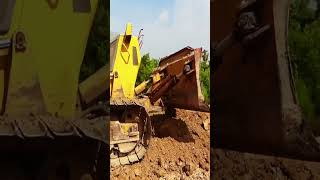 The best working of the bulldozer working on pushing soil to build the country side road 1002 [upl. by Carn]