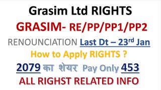 GRASIM RIGHTS ISSUE  GRASIM  RE  GRASIM  PP  GRASIM  PP1  GRASIM  PP2 [upl. by Early]