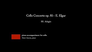 Cello Concerto op 85  III Adagio  E Elgar PIANO ACCOMPANIMENT FOR CELLO [upl. by Tiphani666]