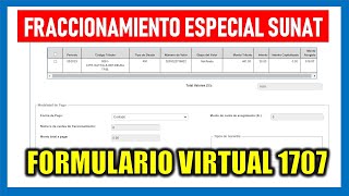 FORMULARIO 1707 SUNAT FRACCIONAMIENTO ESPECIAL [upl. by Hum358]