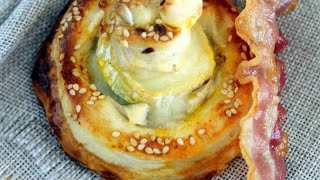 Recette  Feuilletés chèvre épinards façon volauvent et leur lard croustillant [upl. by Ecirual594]