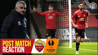 Solskjaer Fernandes amp Lindelof react to thrilling win  Manchester United 62 Roma  Europa League [upl. by Idissac]