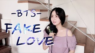 FAKE LOVE  BTS Lyrics 방탄소년단 여자커버 cover by HERU LEE [upl. by Roselia]