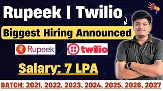 Urgent Hiring  Salary 7 LPA  Rupeek Twilio  Off Campus Drive 2021 2022 2023 2024 20252027 [upl. by Madelene909]