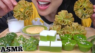 ASMR THAI GREEN PANDAN DESSERT EATING SOUNDS NO TALKING  SASASMR [upl. by Allard]