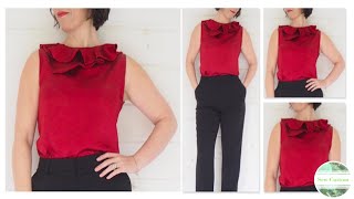 How I Sewed my Flounce Neck Blouse [upl. by Sibie674]