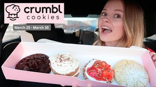 trying CRUMBL COOKIES this week  strawberry pretzel pie carrot cake double fudge brownie lemon [upl. by Obel]